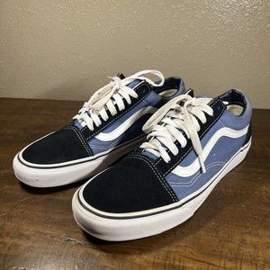 VANS Old Skool Low Tops Blue Classic Shoes Men's 9 Women's 10.5 BARELY WORN